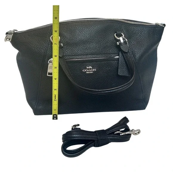 Coach Prairie Satchel Black Pebble Leather Crossbody Bag 58874 - Picture 12 of 12